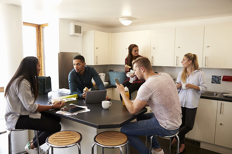 Students in a kitchen